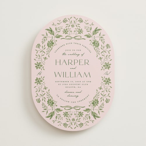 This is a english ivy wedding invitations with standard by Susan Zinader called daisy toile printing on signature in standard