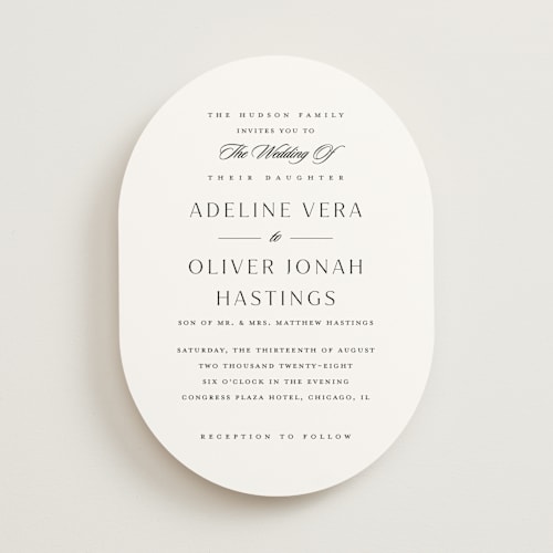 This is a cloud wedding invitations with standard by Stacey Meacham called classic decorum printing on signature in standard