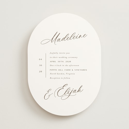 This is a latte wedding invitations with standard by Cara Scott called whimsy printing on signature in standard