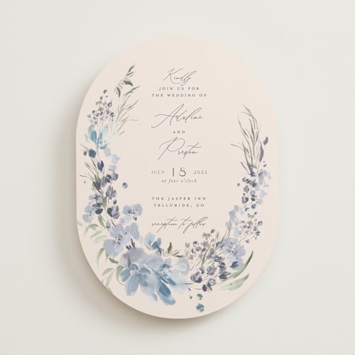 This is a sky wedding invitations with standard by Grace Kreinbrink called wildflower wreath printing on signature in standard