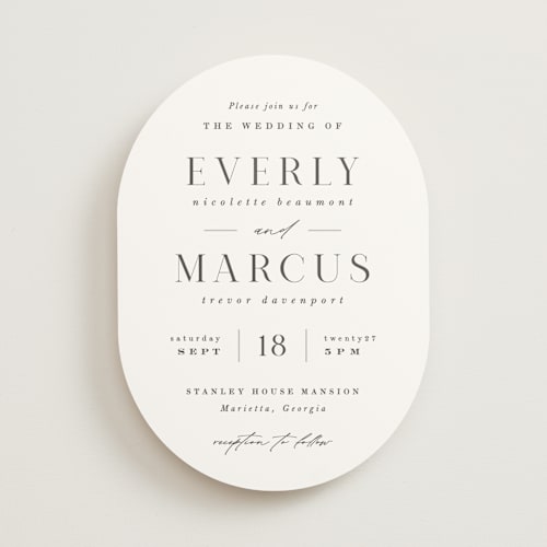 This is a snow wedding invitations with standard by Hooray Creative called everly printing on signature in standard