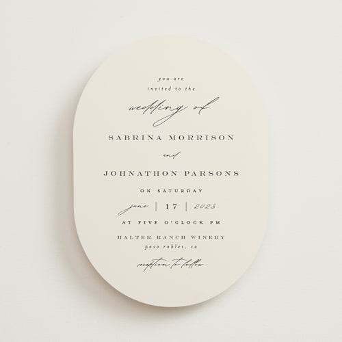 This is a ivory wedding invitations with standard by Carolyn Nicks called softly swept printing on signature in standard