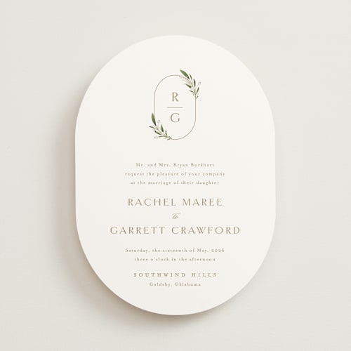 This is a champagne wedding invitations with standard by Jennifer Postorino called soft sprigs printing on signature in standard