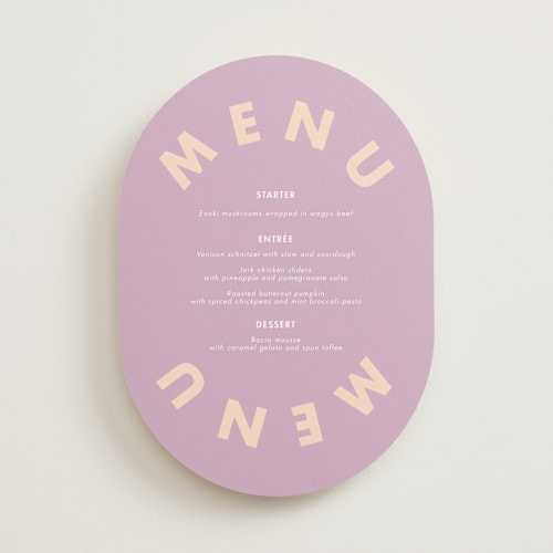 This is a wisteria menu cards with standard by Catherine Culvenor called bubblegum printing on signature in standard