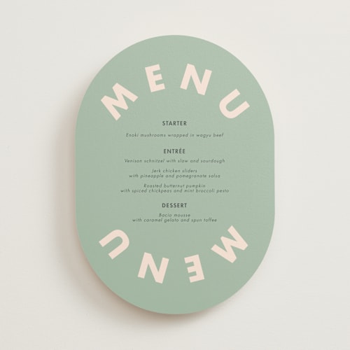 This is a eucalyptus menu cards with standard by Catherine Culvenor called bubblegum printing on signature in standard