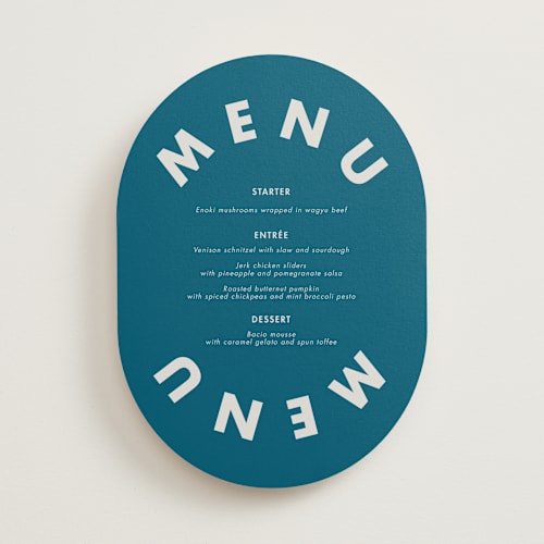 This is a lagoon menu cards with standard by Catherine Culvenor called bubblegum printing on signature in standard