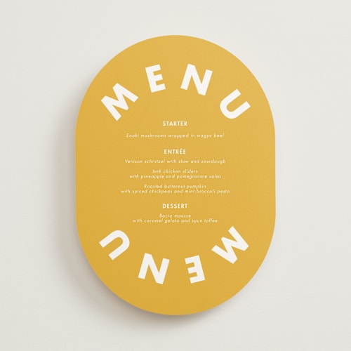 This is a sunshine menu cards with standard by Catherine Culvenor called bubblegum printing on signature in standard