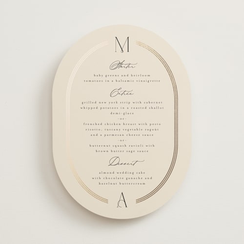 This is a latte menu cards with foil pressed by Kristie Kern called misha printing on signature in standard