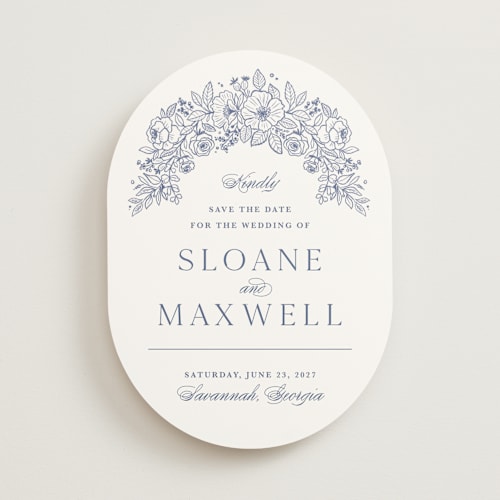 This is a nova save the date with standard by Kristen Smith called wild roses printing on signature in standard