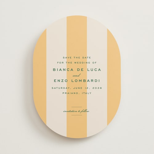 This is a sorbetto save the date with standard by Megan Davis called campania printing on signature in 5x7