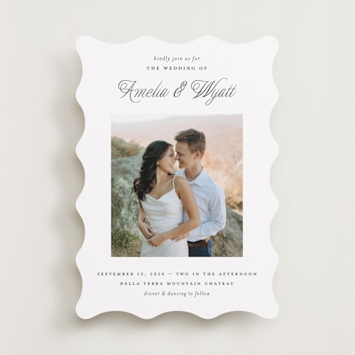 This is a snow wedding invitations with standard by Pixel and Hank called terra printing on recycled smooth signature in standard