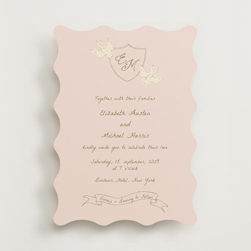 This is a heaven wedding invitations with standard by Helena Vitto called birds of paradise printing on signature in standard