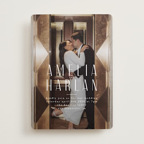 This is a snow wedding invitations with standard by Lori Wemple called photo printing on recycled smooth signature in standard