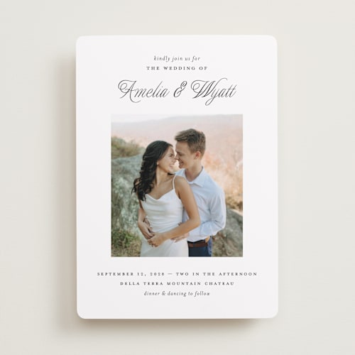 This is a snow wedding invitations with standard by Pixel and Hank called terra printing on recycled smooth signature in standard