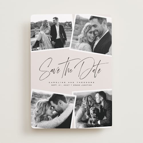 This is a vanilla save the date with standard by Lea Delaveris called our collage printing on recycled smooth signature in standard