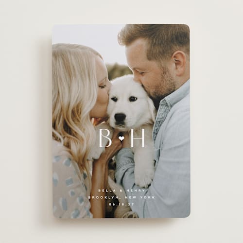 This is a quartz save the date with standard by Kristie Kern called bella printing on recycled smooth signature in standard