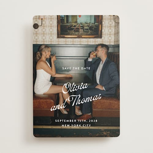 This is a sugar save the date with standard by Paper Raven Co. called manhattan printing on recycled smooth signature in standard