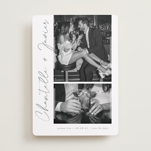 This is a sage save the date with standard by Sarah Curry called ink pen printing on recycled smooth signature in standard