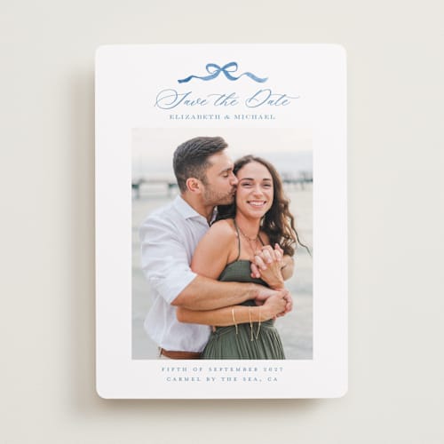 This is a cobalt save the date with standard by Petra Kern called royal printing on recycled smooth signature in standard