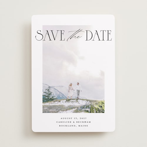 This is a onyx save the date with standard by Pixel and Hank called daydreamer printing on recycled smooth signature in standard