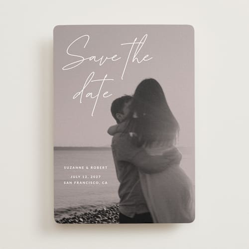 This is a rose save the date with standard by Sumak Studio called blush printing on recycled smooth signature in standard
