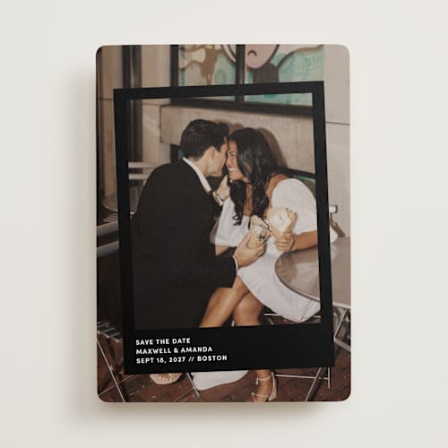 This is a midnight save the date with standard by Inkblot Design called album printing on recycled smooth signature in standard