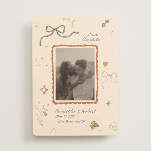 This is a magic save the date with standard by Sumak Studio called pure magic printing on recycled smooth signature in standard