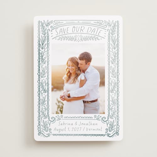 This is a neptune save the date with standard by Petra Kern called vermont printing on recycled smooth signature in standard