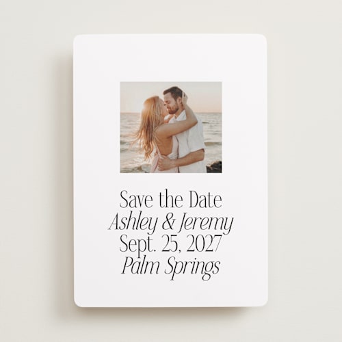 This is a cloud save the date with standard by Heather Schertzer called miami printing on recycled smooth signature in standard