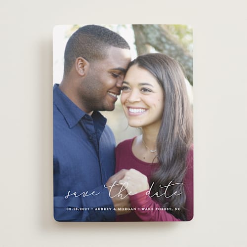 This is a cloud save the date with standard by Stacey Meacham called etched in love printing on recycled smooth signature in standard