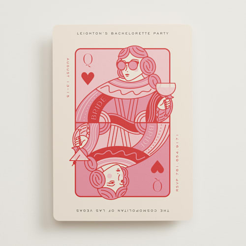 This is a rose bachelorette party invitations with standard by Jenna Holcomb called the queen printing on signature in standard