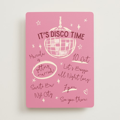 This is a peony bachelorette party invitations with standard by Pati Cascino called disco printing on signature in standard