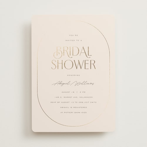 This is a toffee bridal shower invitations with foil pressed by Pixel and Hank called billow printing on signature in standard