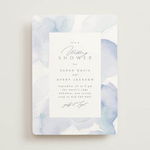 This is a lagoon bridal shower invitations with standard by Creo Study called flow printing on signature in standard