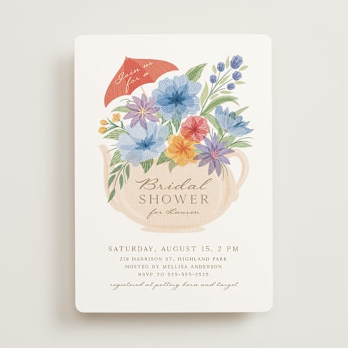 This is a chamomile bridal shower invitations with standard by Paper Sun Studio called tea party printing on signature in standard