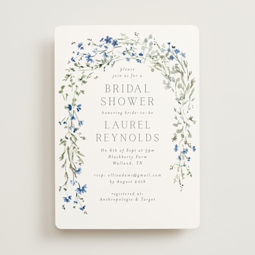 This is a bluebell bridal shower invitations with standard by Petra Kern called in the full bloom printing on signature in standard