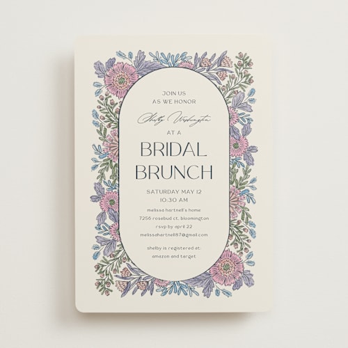 This is a hydrangea bridal shower invitations with standard by Jen Owens called fragrance printing on signature in standard