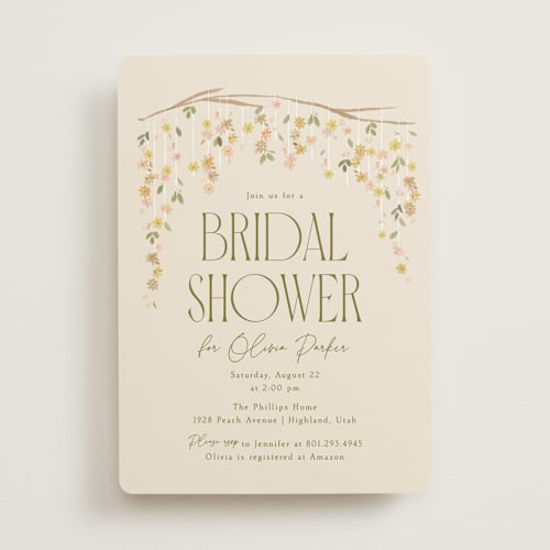 This is a cream bridal shower invitations with standard by Robert and Stella called boho branch printing on signature in standard