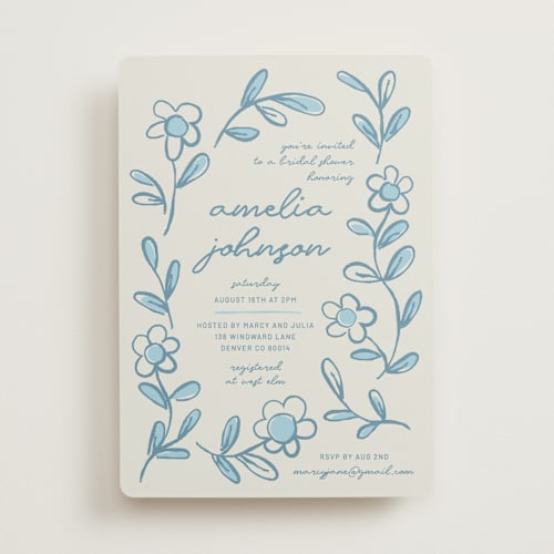 This is a sky bridal shower invitations with standard by Kelly Watkins called blooming printing on signature in standard