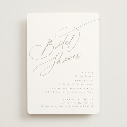 This is a coconut bridal shower invitations with standard by Joanna Griffin called minimal printing on signature in standard