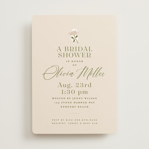 This is a meadow bridal shower invitations with standard by Owl and Toad called silhouette printing on signature in standard