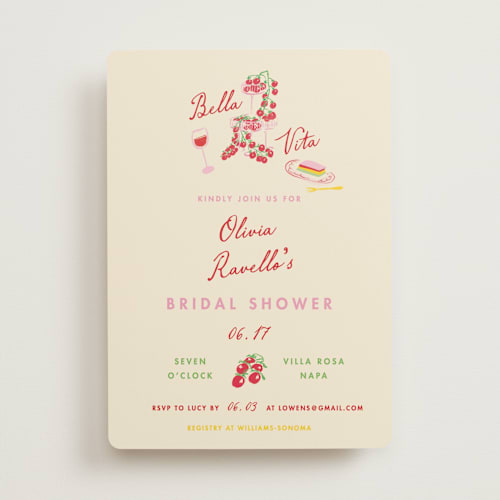 This is a rossa bridal shower invitations with standard by Sarah Rosenthal called bella vita printing on signature in standard