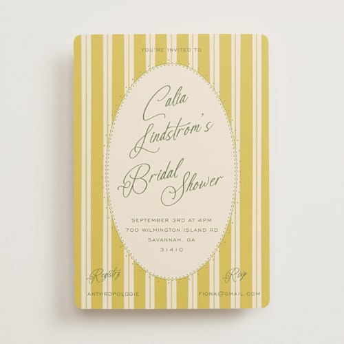 This is a island citrus bridal shower invitations with standard by Ani Somi called calia printing on signature in standard