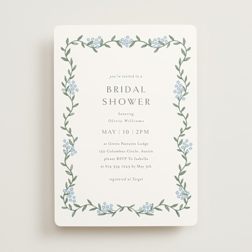 This is a sky bridal shower invitations with standard by Christy Hy Lee called simple garland printing on signature in standard