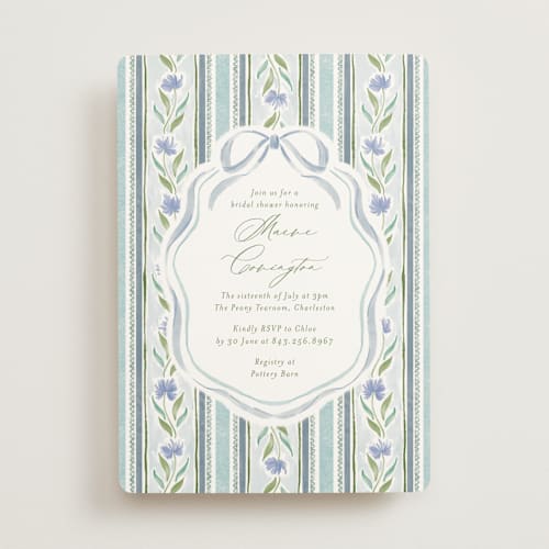 This is a cotswolds bridal shower invitations with standard by Jackie Crawford called wildflower ribbon printing on signature in standard