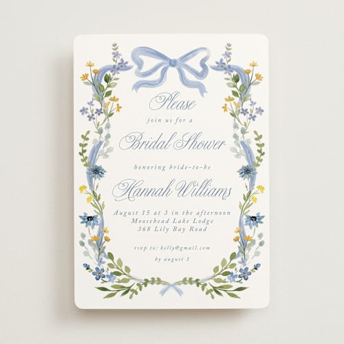 This is a bluebell bridal shower invitations with standard by Petra Kern called hand painted printing on signature in standard