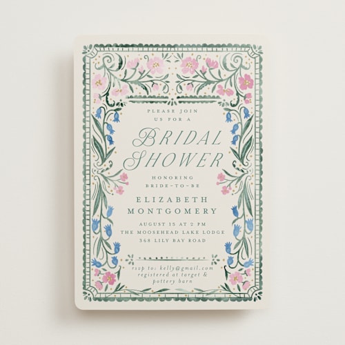 This is a evergreen bridal shower invitations with standard by Petra Kern called book cover printing on signature in standard