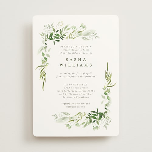 This is a garden bridal shower invitations with standard by Leah Bisch called verdure printing on signature in standard