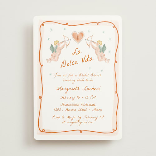 This is a flame bridal shower invitations with standard by Pati Cascino called giardino printing on signature in standard