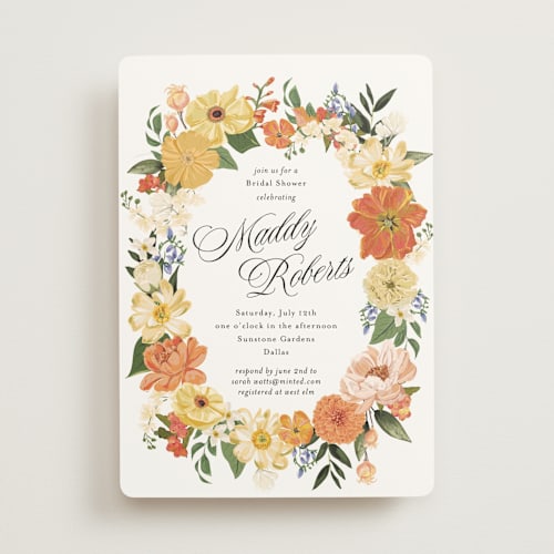 This is a citrus bridal shower invitations with standard by Susan Moyal called summer shower printing on signature in standard